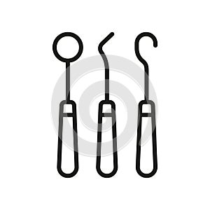 Dental Instruments Line Icon. Dentist's Tools for Tooth Medical Care Linear Pictogram. Dentistry Professional