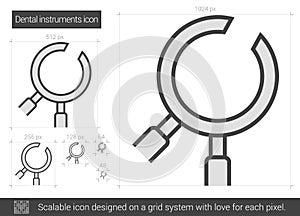 Dental instruments line icon.