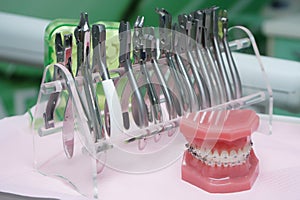 Dental instruments on the table