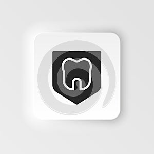 Dental, insurance, shield, tooth icon - Vector. Insurance neumorphic style vector icon. photo