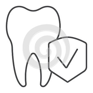 Dental insurance thin line icon, medical and health, dental care sign, vector graphics, a linear pattern on a white