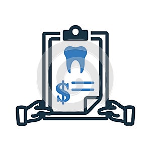 Dental, invoice icon. Simple vector sketch