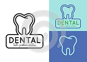 dental line icon logo vector illustration, outline tooth symbol design