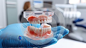 The dental model in hand. AI generated