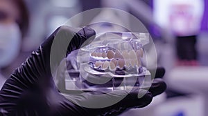 The dental model in hand.AI generated image