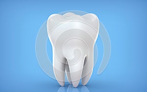 Dental model of premolar tooth, 3d rendering on blue backgroun. 3d illustration as a concept of dental examination teeth photo