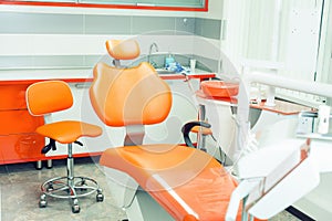 Dental modern office. Dentistry interior. Medical equipment. Dental clinic