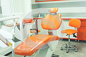 Dental modern office. Dentistry interior. Medical equipment. Dental clinic