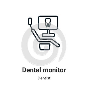 Dental monitor outline vector icon. Thin line black dental monitor icon, flat vector simple element illustration from editable
