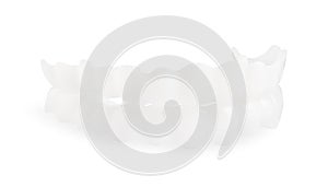 Dental mouth guards on white background. Bite correction