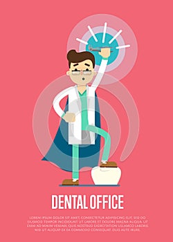 Dental office banner with male dentist