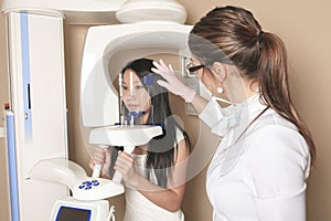 A dental office with employee and client