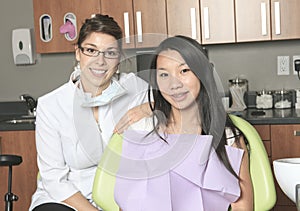 A dental office with employee and client