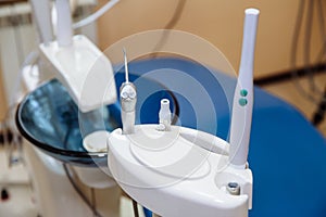 Dental office. Equipment of dentist, tools, medical instruments. Health concept