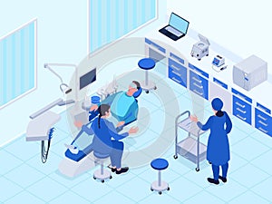 Dental Office Isometric Illustration