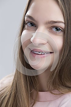Dental and Oralcare Concepts. Closeup Portrait of Teenage Female