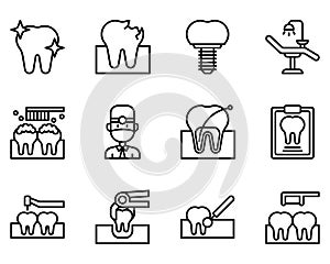 Dental outline icon and symbol for website, application