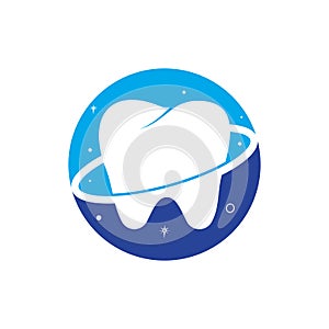 Dental planet vector logo design. Dentistry clinic vector logo concept. photo