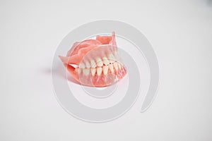 Dental prostheses on a white background. Beautiful teeth ceramic press ceramic crowns and veneers