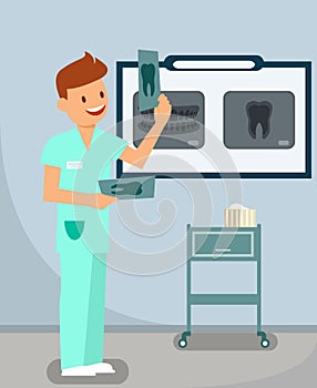 Dental Radiography Room Flat Vector Illustration