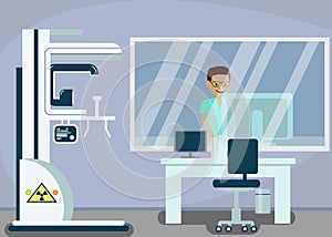 Dental Radiology, X ray Room Vector Illustration