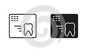 Dental X-Ray Silhouette and Line Icons Set. Stomatology Care, Oral Medical Radiology Diagnostic Pictogram. Teeth Xray