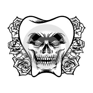 Dental Skull Rose Background Silhouette