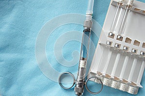 Dental syringe and carpules with dental anesthesia, lidocaine articaine mepivacaine photo