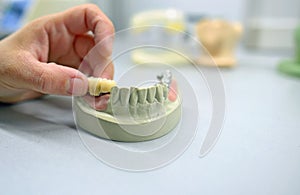 Dental technician working in laboratory