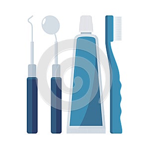 Dental tool vector design, isolated on blue background