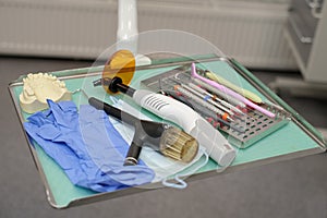 Dental tools and equipment on the table