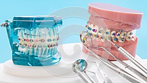 dental tools and orthodontic model.
