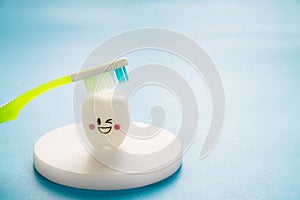 Dental tools and smile teeth model.