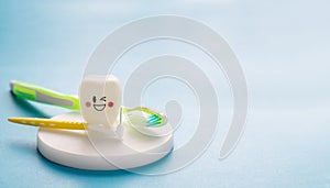 Dental tools and smile teeth model.