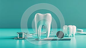 The Dental Tools and Tooth. AI generated