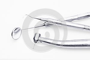 Dental tools on white background