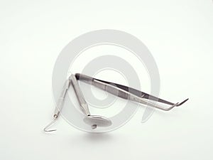 Dental tools on white background
