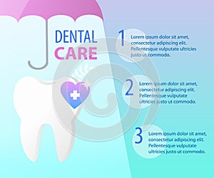 Dental Tooth Health Umbrella Protection Concept