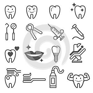 Dental tooth icons. Vector.