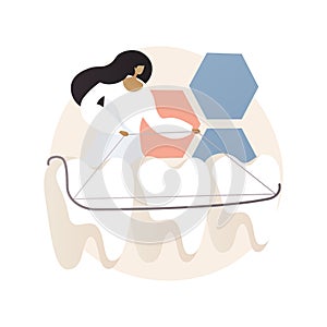 Dental tooth plate abstract concept vector illustration.