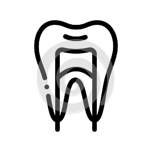 Dental Tooth Stomatology Vector Thin Line Icon