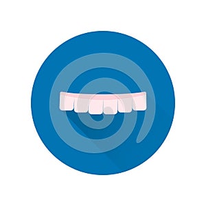 Dental tray for teeth whitening with long shadow. Sign for dentistry clinic. Orthodontics concept