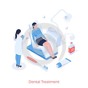 Dental treatment and prophylaxis. Dentist examines patients mouth