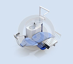 Dental unit equipment isolated on light blue background