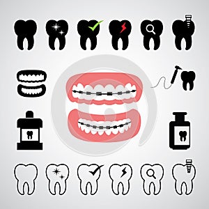 Dental vector icon set