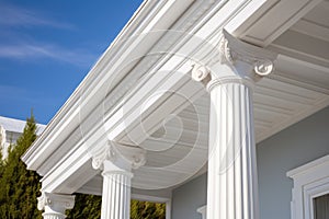 dentil molding detail on greek structure facade