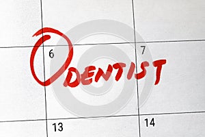 Dentist on calendar