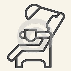 Dentist chair line icon. Medical dental armchair outline style pictogram on white background. Dental care equipment