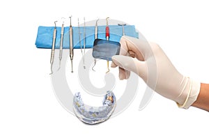 Dentist checking an x-ray of human teeth