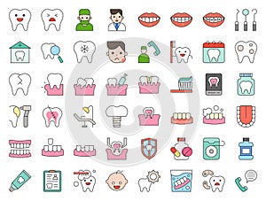 Dentist and dental clinic related filled outline icon